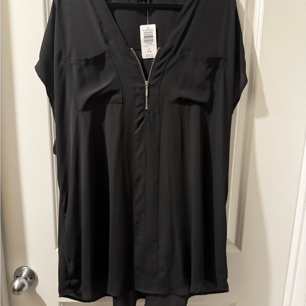 Torrid Black Zip Front Blouse - Picture 3 of 6